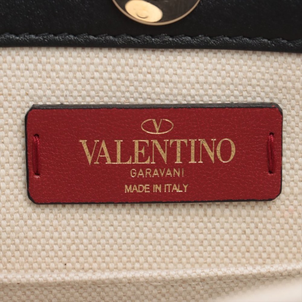 Sold out ❌Valentino Garavani VLTN Canvas & leather 2 way tote bag black x beige - Picture 11 of 12